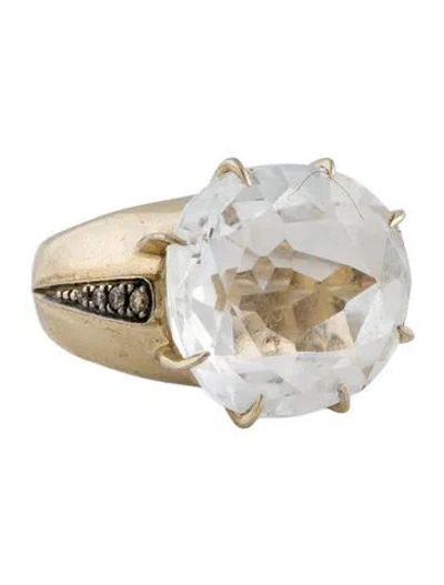Pre-owned Hstern 18k Quartz & Diamond Moonlight Noble Cocktail Ring In Multi