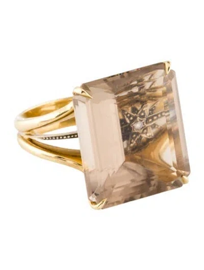 Pre-owned Hstern 18k Smoky Quartz & Diamond Cocktail Ring In Multi