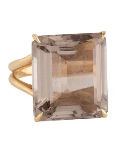 Pre-owned Hstern 18k Smoky Quartz Cocktail Ring In Multicolor