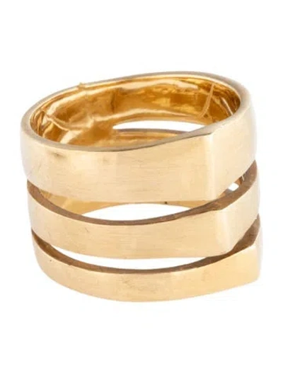 Pre-owned Hstern 18k Three Row Wide Band Ring In Multicolor