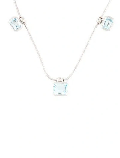 Pre-owned Hstern 18k Topaz & Diamond Station Necklace, 16.5" In Multicolor