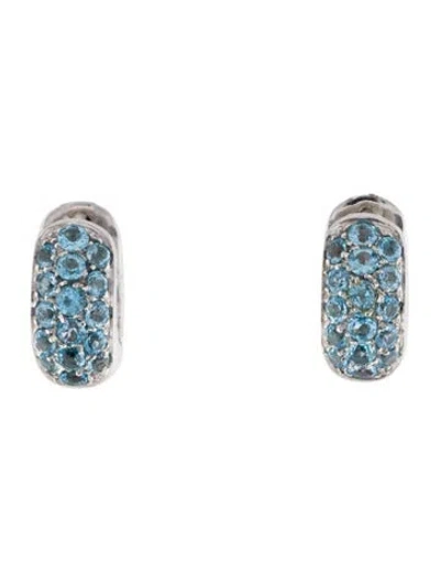 Pre-owned Hstern 18k Topaz Huggie Earrings In Multi
