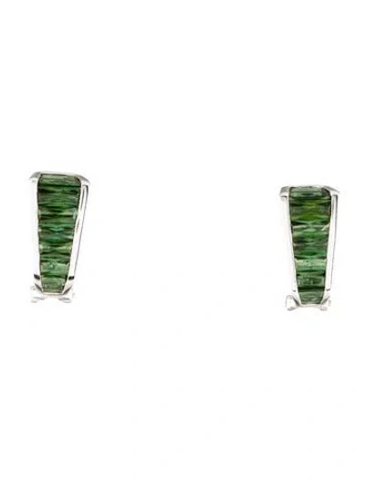 Pre-owned Hstern 18k Tourmaline Earclip Earrings In Multi