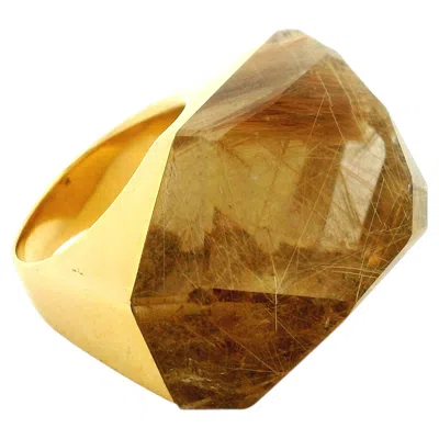 Pre-owned Hstern H.stern For Diane Von Furstenberg 18k Gold Rutilated Quartz Ring In Multiple