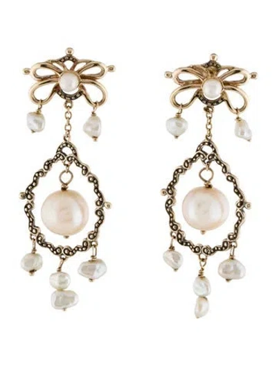 Pre-owned Hstern Pearl Drop Earrings In Multi