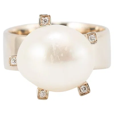 Pre-owned Hstern H.stern Pérolas 18k Noble Gold Rose Pink Gold Diamond Pearl Cocktail Ring In Red