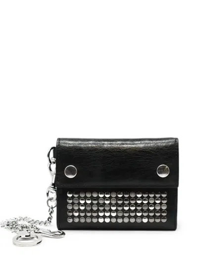 Htc Los Angeles 5.000 Stud-embellished Tri-fold Chain Wallet In Black