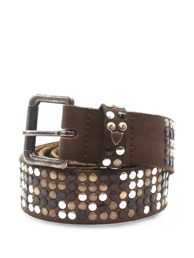 Htc Los Angeles 5.000 Studs Leather Belt In Brown