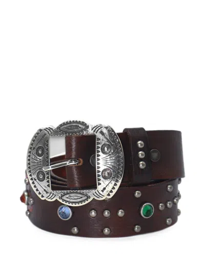 Htc Los Angeles Backdoor Stud-embellished Belt In Brown