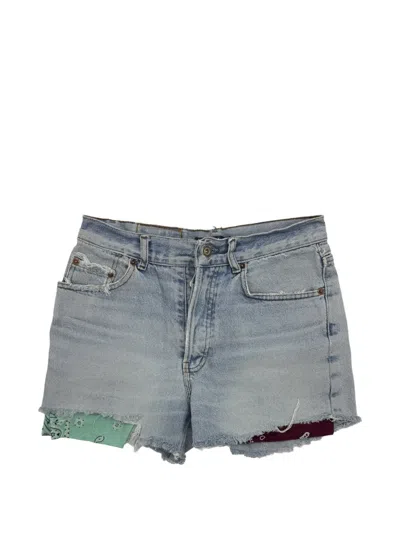 Htc Los Angeles Bandana-insert Frayed Shorts In Blue
