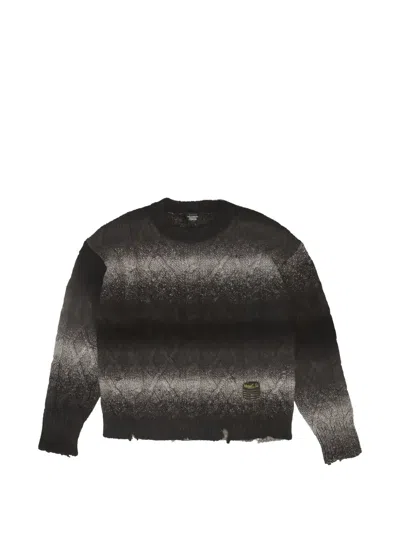 Htc Los Angeles Cable-knit Distressed Sweater In Black