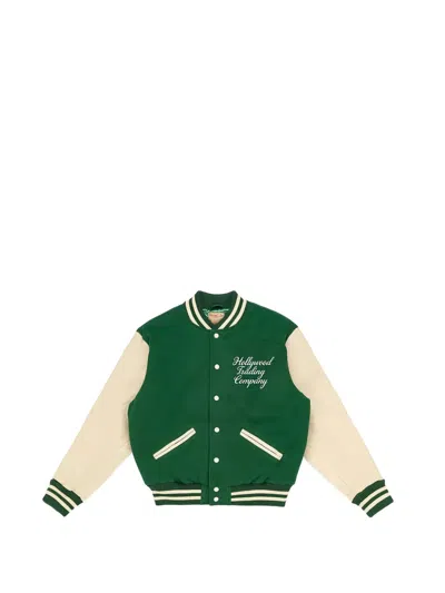 Htc Los Angeles College Logo-embroidered Varsity Jacket In Green