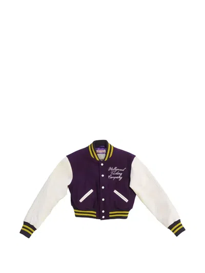 Htc Los Angeles College Logo-embroidered Varsity Jacket In Purple