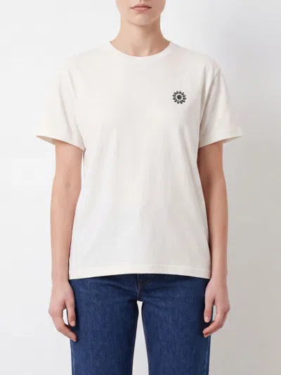Htc Los Angeles Cotton T-shirt With Rhinestone Embroidery In White
