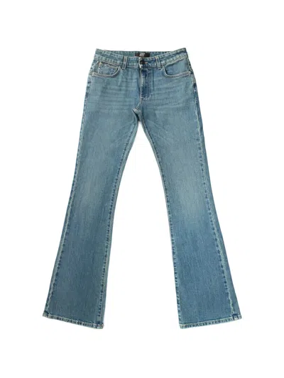 Htc Los Angeles Curly Faded-effect Jeans In Blue