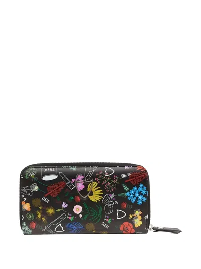 Htc Los Angeles Dirty Flowers Leather Wallet In Black