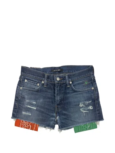 Htc Los Angeles Mini-shorts Im Distressed-look In Blue