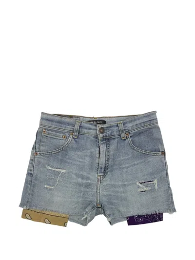 Htc Los Angeles Distressed Bandana-insert Shorts In Blue