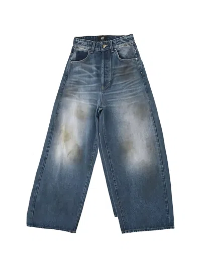 Htc Los Angeles Distressed Wide-leg Jeans In Blue