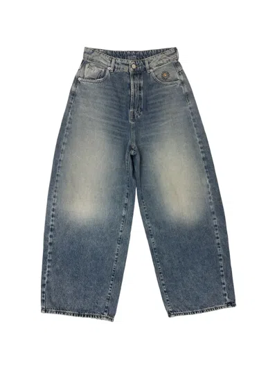 Htc Los Angeles Embellished Baggy Wide-leg Jeans In Blue