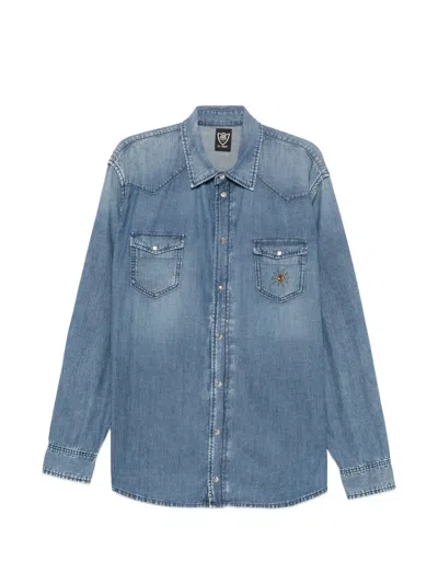 Htc Los Angeles Embellished Western-yoke Shirt In Blue