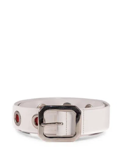 Htc Los Angeles Eyelet-embellished Belt In White