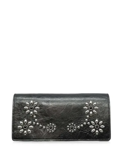 Htc Los Angeles Flower-studded Wallet In Brown