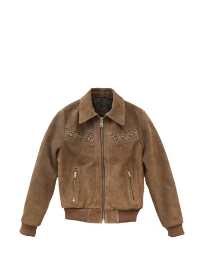 Htc Los Angeles Francisville Studded Suede Jacket In Brown