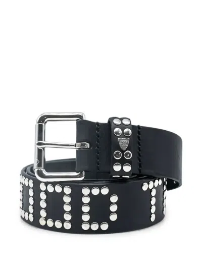 Htc Los Angeles Hollywood Stud-embellished Leather Belt In Black