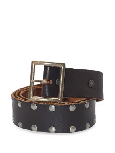 Htc Los Angeles Isadora Stud-embellished Leather Belt In Brown