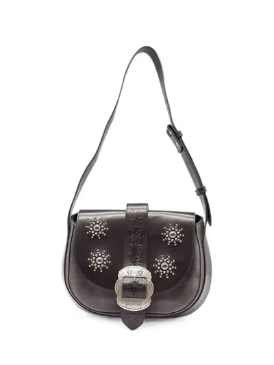 Htc Los Angeles Joan Sun Leather Saddle Bag In Black