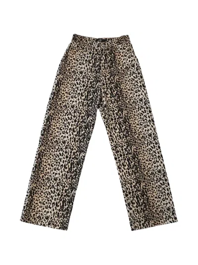 Htc Los Angeles Leopard-print Wide-leg Jeans In Neutral