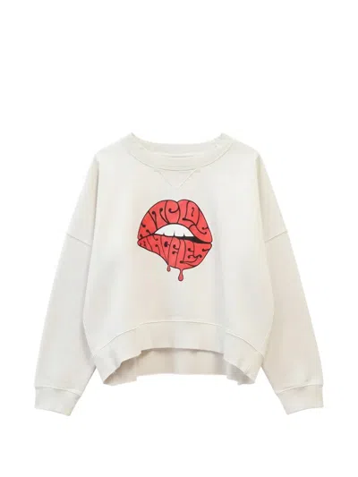 Htc Los Angeles Lip-print Studded Sweatshirt In White