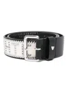 Htc Los Angeles Logo-studded Leather Belt In Schwarz