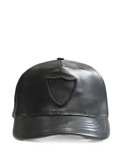 Htc Los Angeles Logo-embroidered Leather Baseball Cap In Black