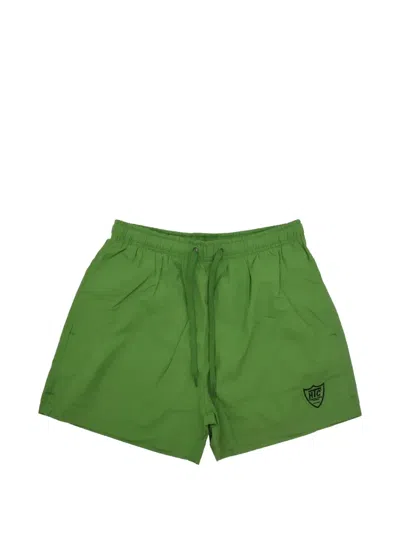 Htc Los Angeles Logo-patch Drawstring Swim Shorts In Green