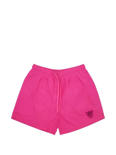 Htc Los Angeles Logo-patch Drawstring Swim Shorts In Pink