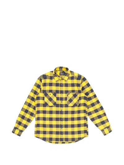 Htc Los Angeles Logo-print Check-pattern Shirt In Yellow