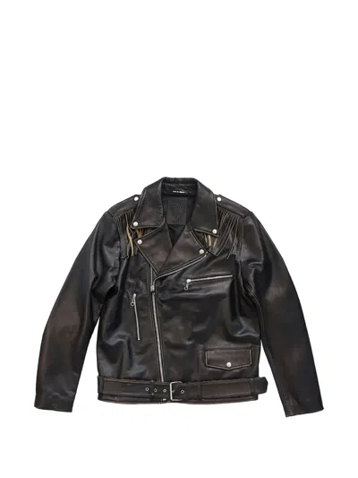 Htc Los Angeles Mick Fringe-detail Leather Jacket In Black