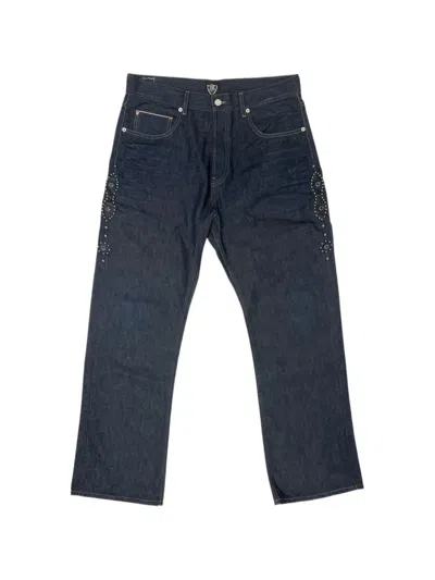 Htc Los Angeles Moustache Rhinestone-embellished Jeans In Blue