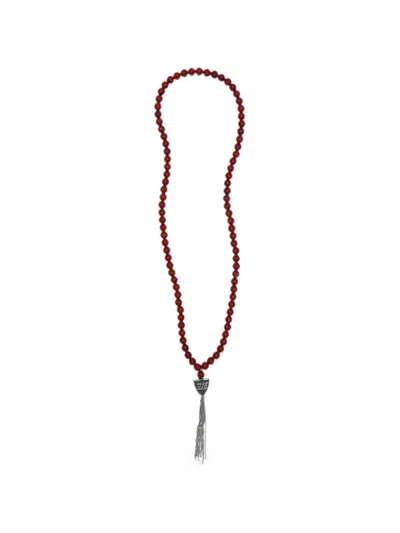 Htc Los Angeles Mystery Shield Beaded Necklace In Burgundy