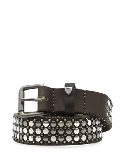 Htc Los Angeles Nest Slim Studded Leather Belt In Brown