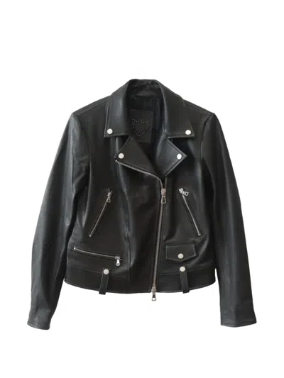 Htc Los Angeles New Celina Leather Biker Jacket In Black