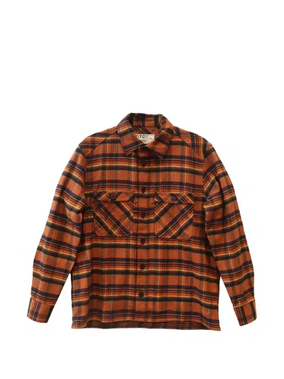 Htc Los Angeles Plaid Graphic-print Shirt In Orange