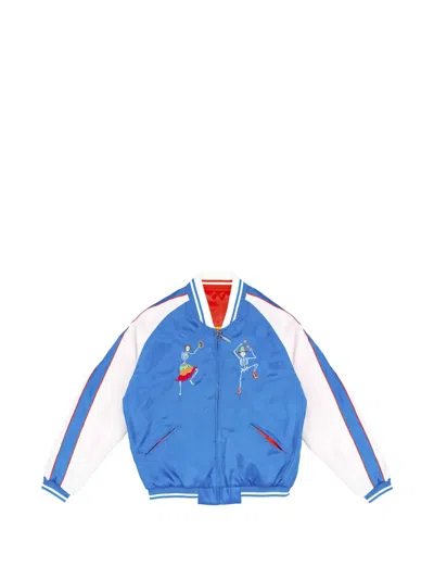 Htc Los Angeles Reversible Embroidered Bomber Jacket In Blue