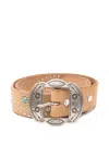 Htc Los Angeles Rosamond Studded Leather Belt In Brown