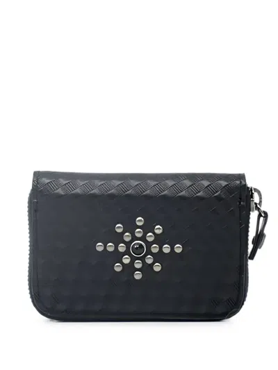 Htc Los Angeles Small Stud-embellished Wallet In Black
