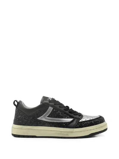 Htc Los Angeles Starlight Full Glitter Low Sneakers In Black