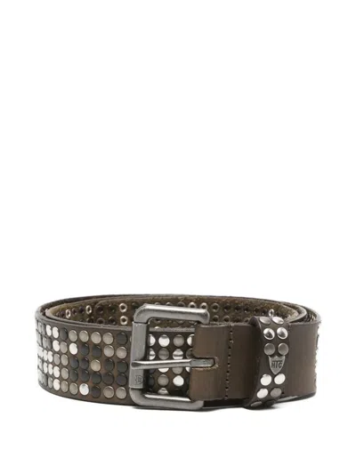 Htc Los Angeles Studded Leather Belt In Pattern