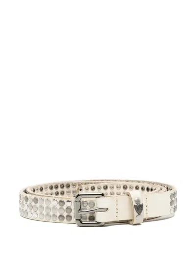 Htc Los Angeles Studded Leather Belt In Purple